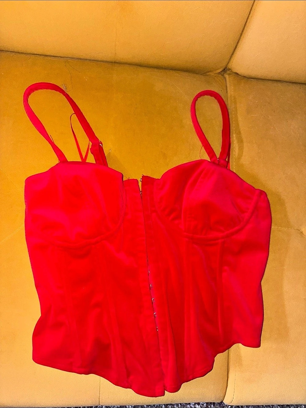 Akira Stylist Velvet Corset Top Red Small